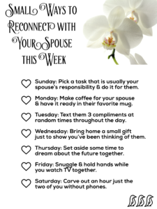 small ways to reconnect with your spouse