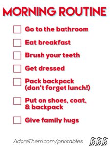 Morning Routine Checklist for Kids