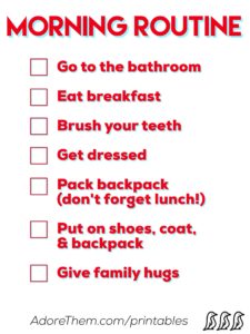 Morning Routine Checklist for Kids