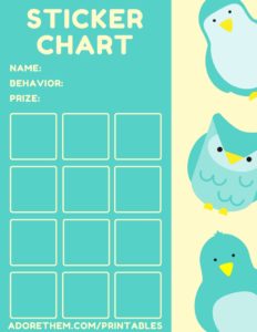 reward chart - owls