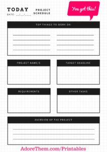 Printable Project Planner