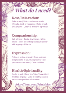 self care printable