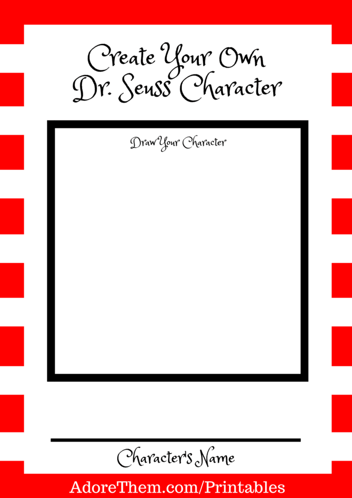 create your own Dr. Seuss character printable