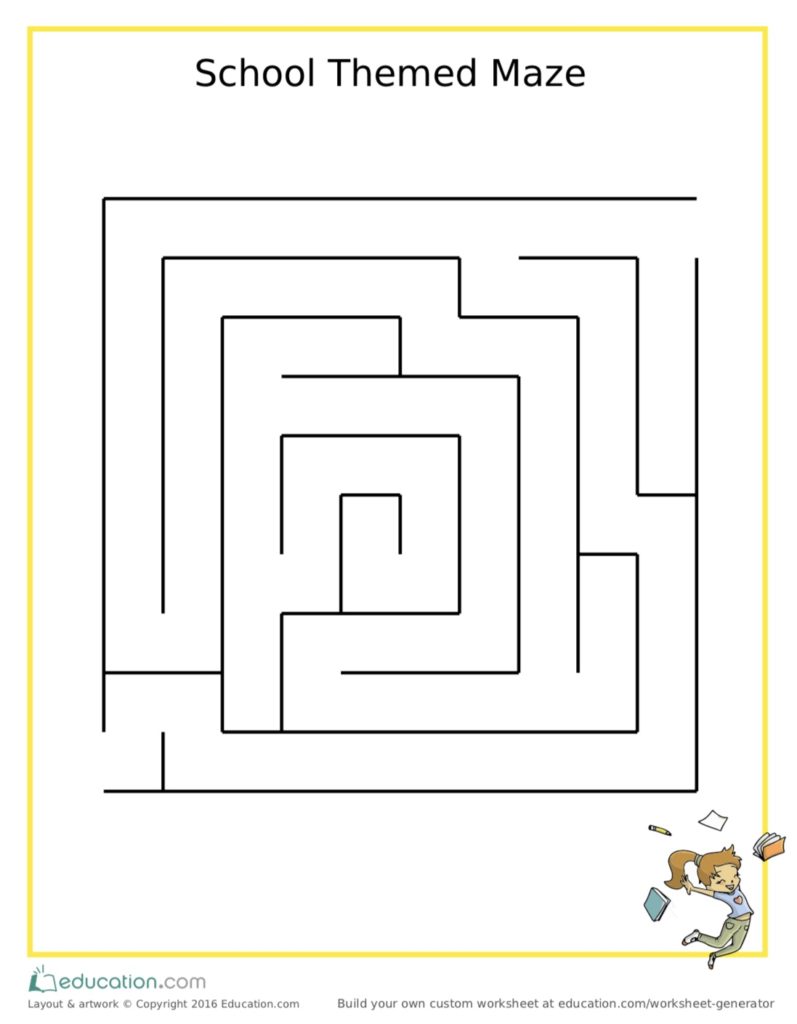 School Themed Maze Printable