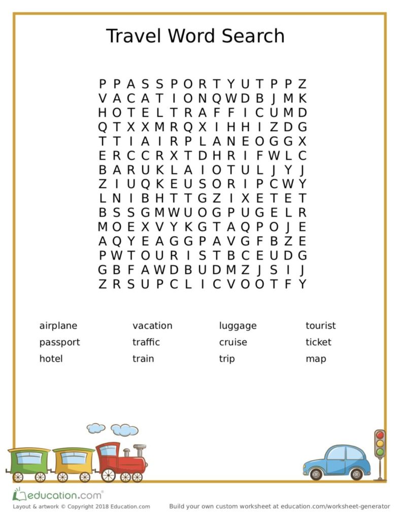 travel word list