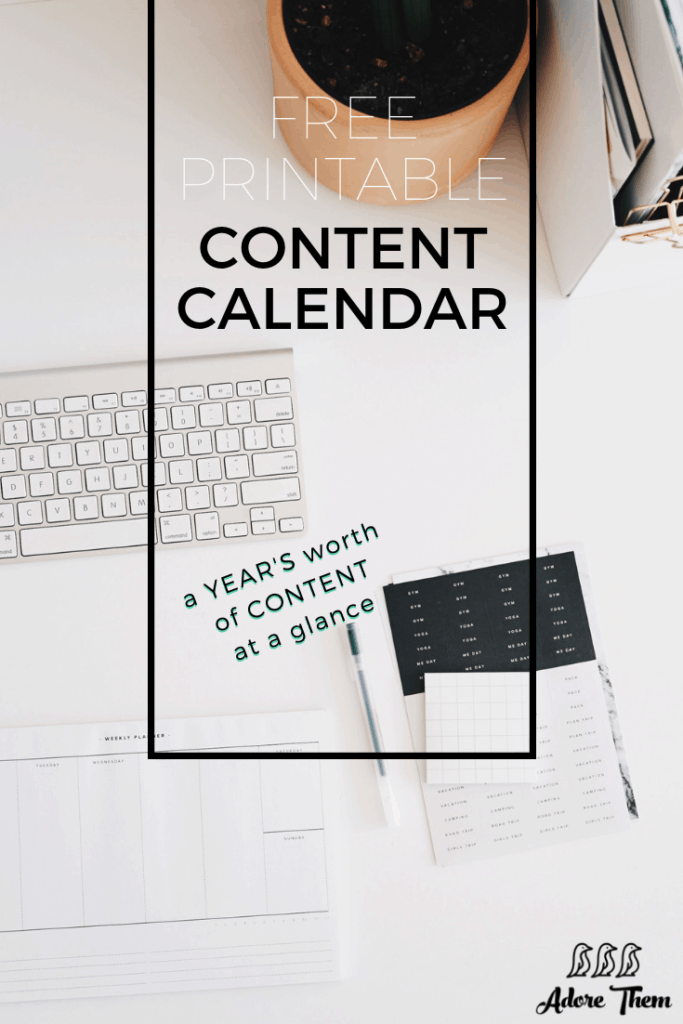 Free Printable Content Calendar