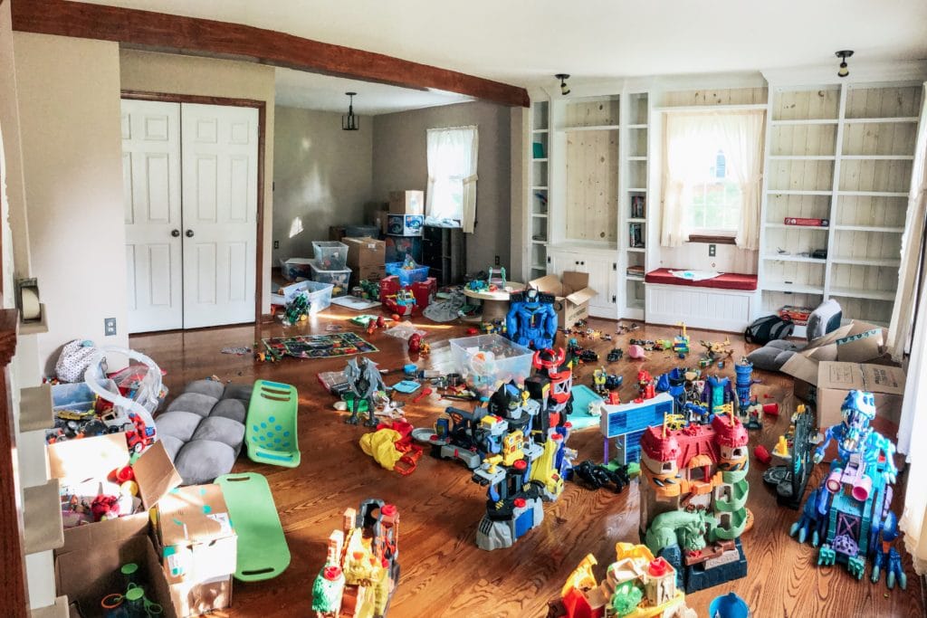 organizing the toy room