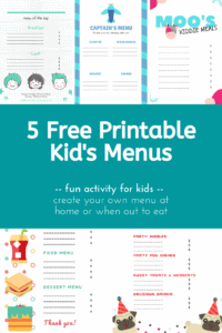 Free Printable Kid's Menus