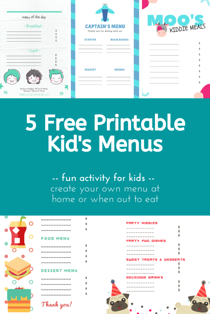 Free Printable Restaurant Activity - Fill in the Blank Kid Menus