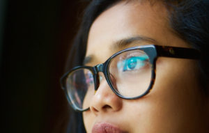 girl wearing glasses