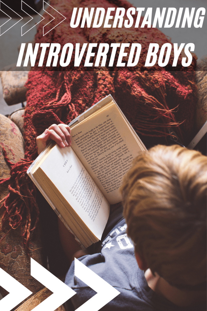 understanding introverted boys graphic with picture of top view of a boy reading a book with a blanket