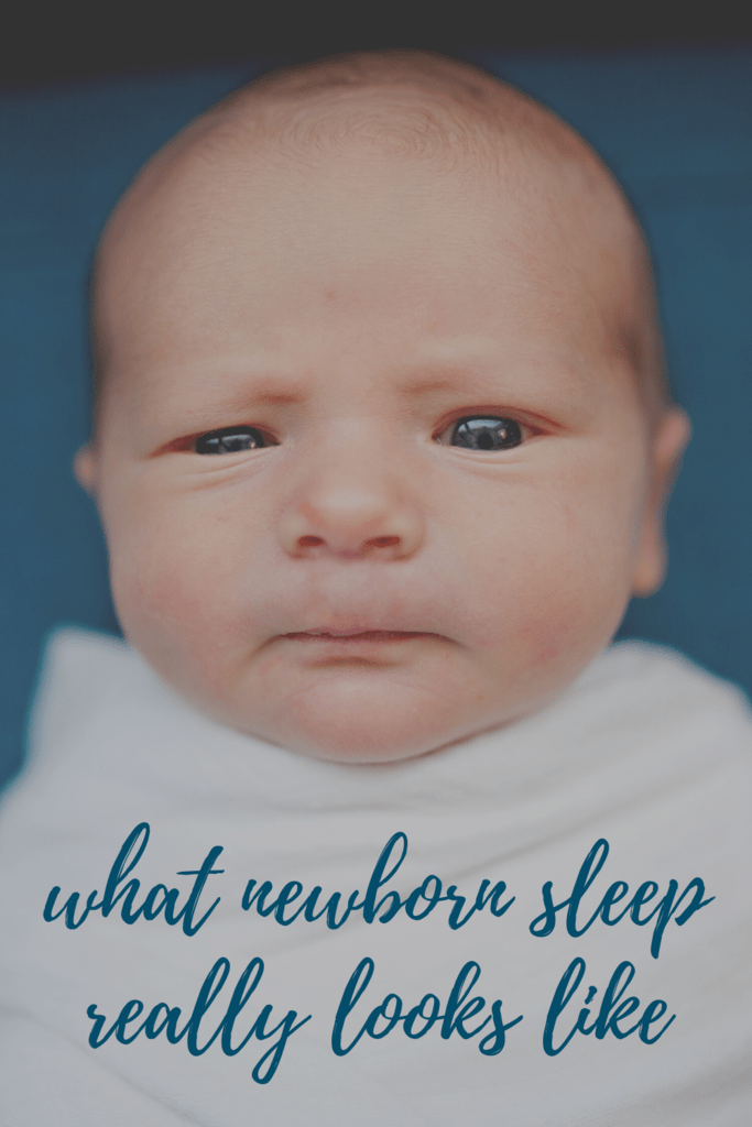 graphic for newborn sleep schedule baby staring open eyed upwards