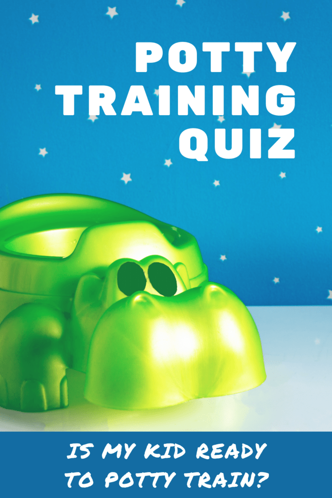 potty training quiz graphic with picture of a green potty with starry wall background