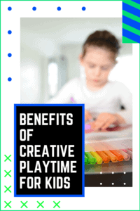 Benefits of Creative Playtime for Kids graphic with picture of a girl coloring