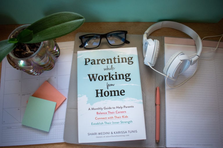 Parenting while Working from Home Book on a desk with office accessories