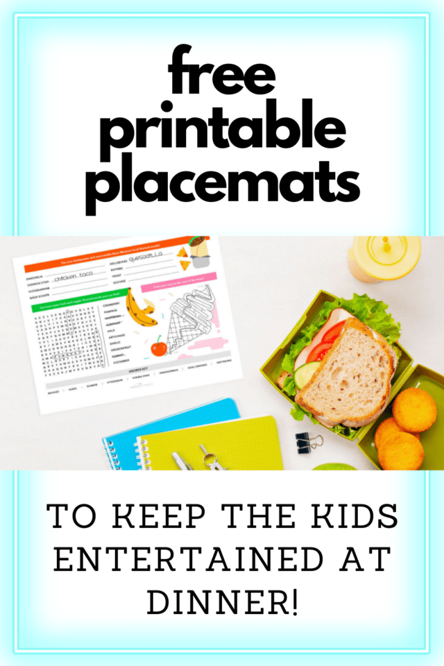 Free Printable Placemats for Kids - Adore Them Parenting