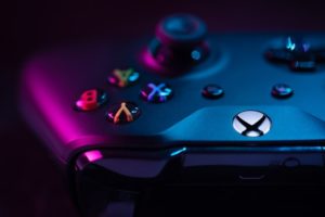video game activities for kids picture of controller with pink light shining on it