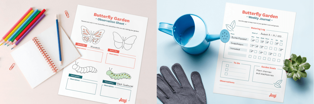 butterfly garden activities for kids mockups of free printables