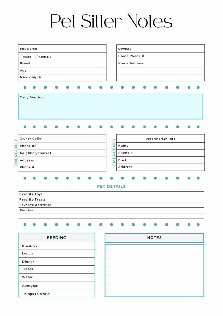 Pet Information Kit Free Pet Printables for Your Family