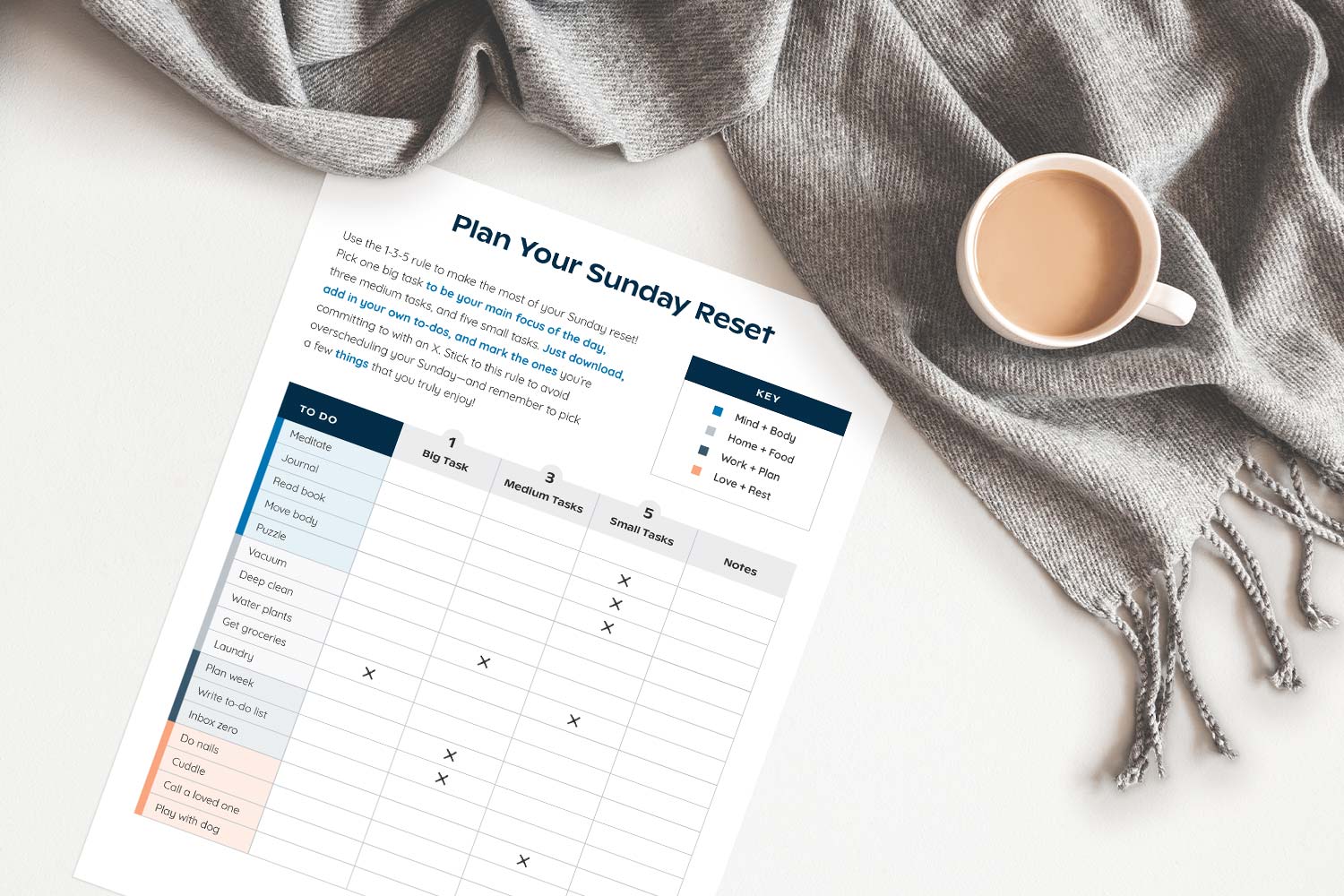 sunday reset routine printable mockup