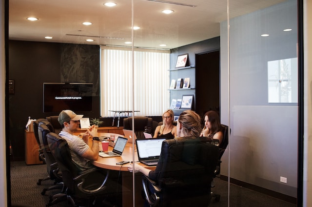 clients sitting in a board room