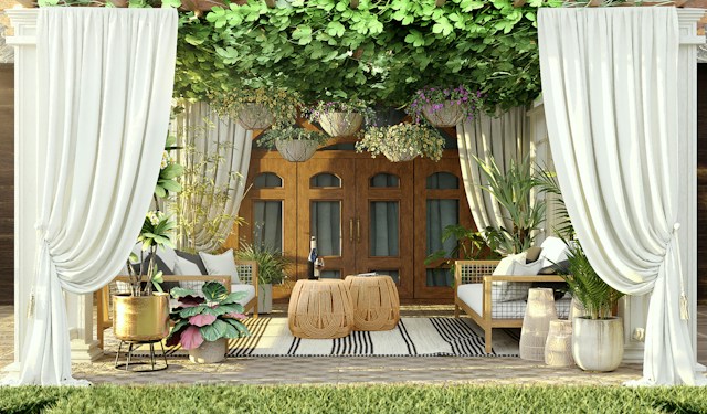 beautiful backyard gathering area