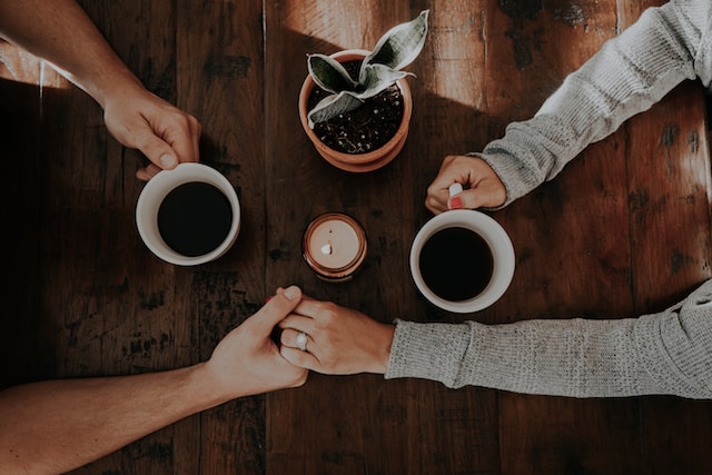sharing coffee with a loved one
