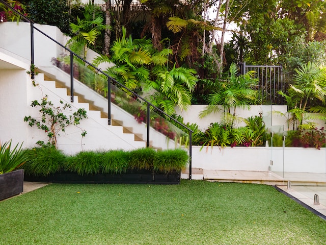 garden with staircase