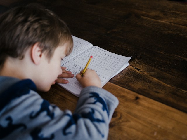 boy doing homework