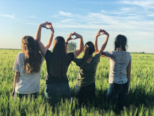 Teens in a field