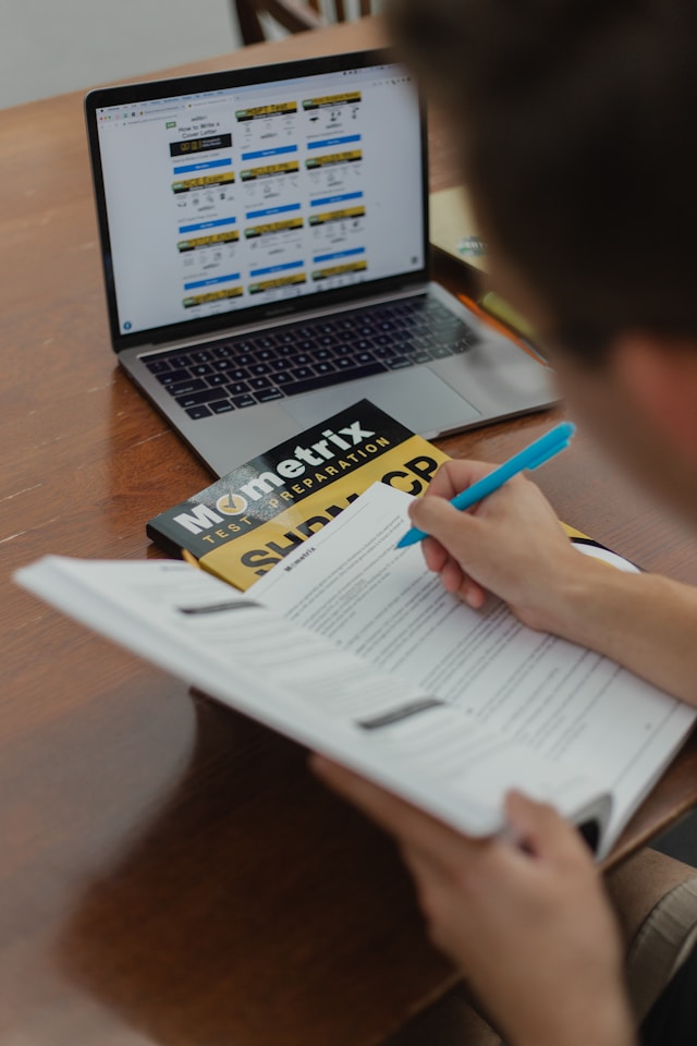teen taking test