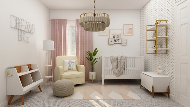 baby nursery with pink