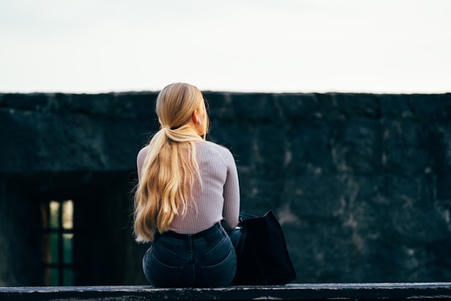 teen girl looking into the distance