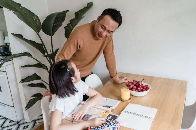 older dad with daughter