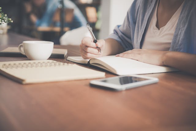 teen student writing
