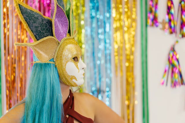 woman wearing a masquerade mask