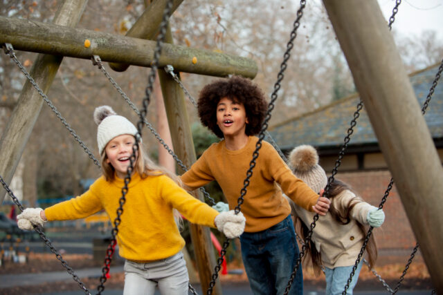 kids playing on playground