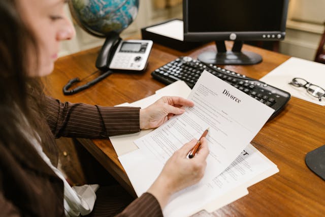 working through divorce papers