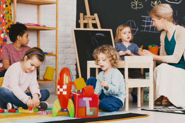 kids playing at preschool