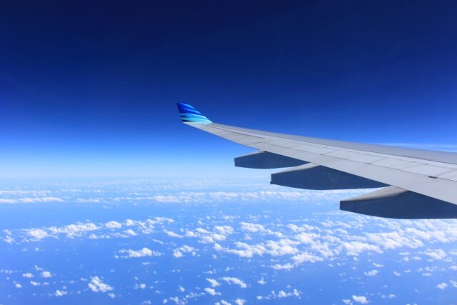 plane wing in the sky
