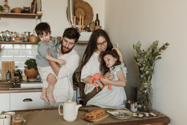 family of four on the couch