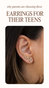 stud earrings in girls ear