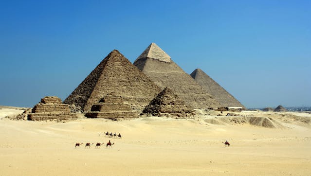 pyramids with camels
