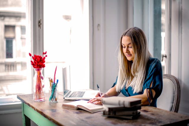 woman working in home office