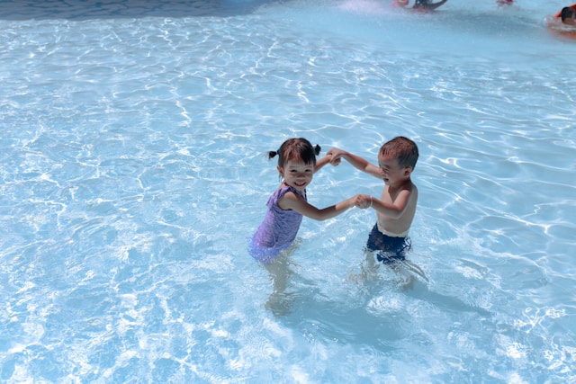 kids playing in pool