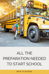 child getting on school bus
