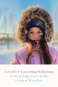 girl bundled up in purple coat