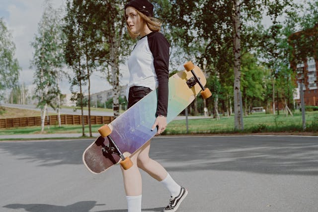 teen girl with skateboard