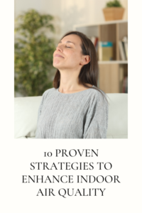 woman breathing in clean air inside