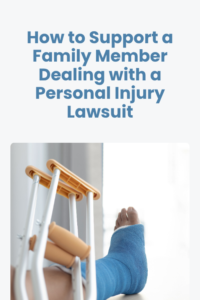 blue cast with crutches